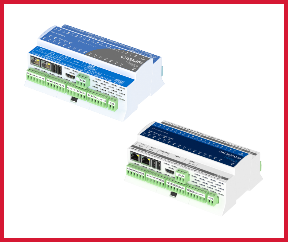 An image of two iSMA Controlli controllers